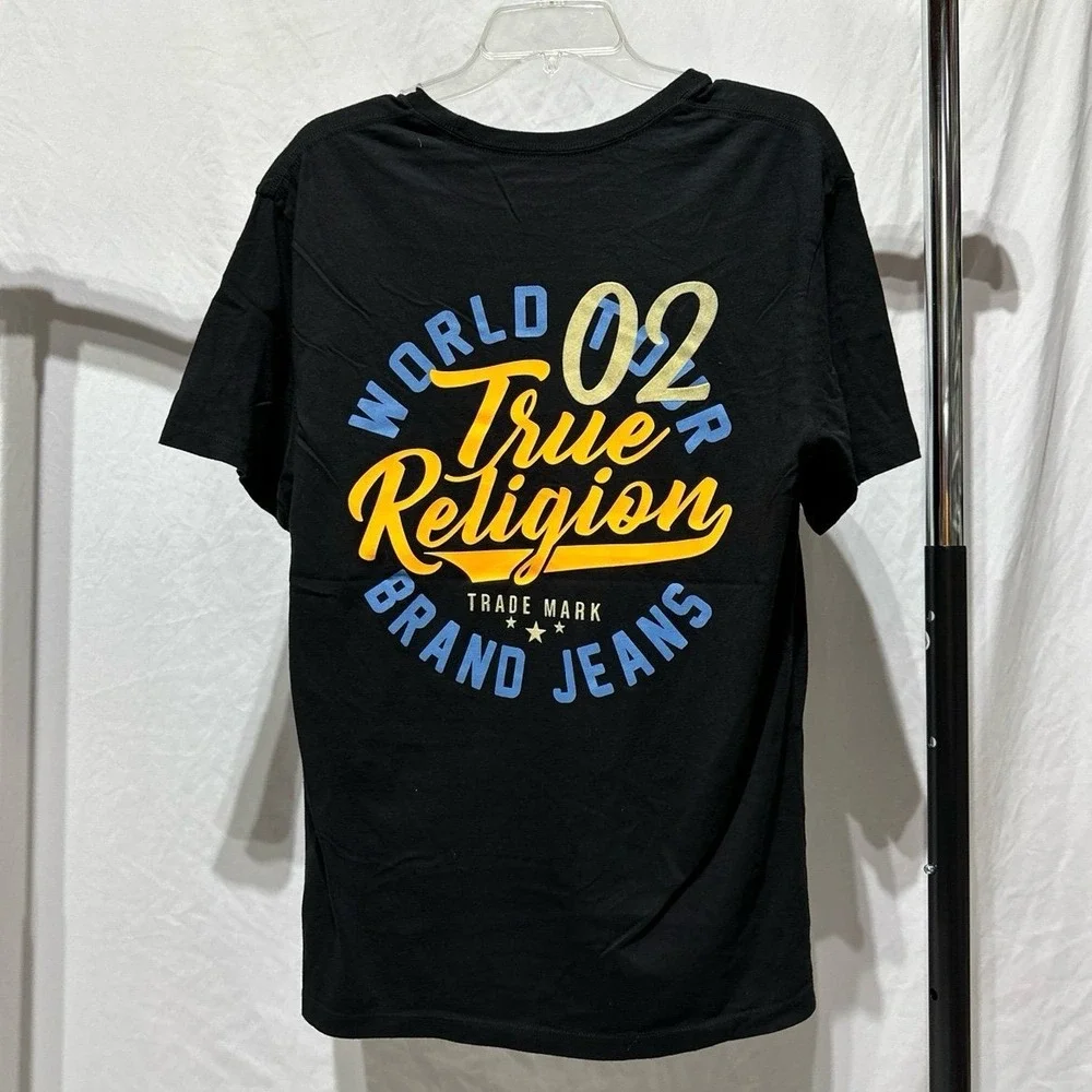 True Religion SS World Tour Logo Short Sleeve Tee Black NWT Men's Medium